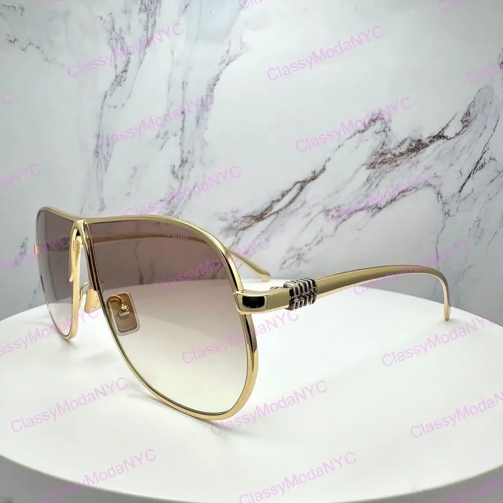 New MIU MIU Sunglasses Seen on Bad Bunny MUA56S 5AK90L Gold Metal Aviator